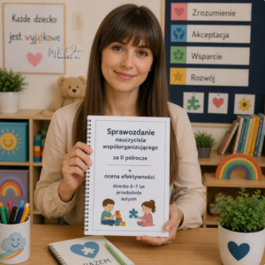 Sprawozdanie nauczyciela współorganizującego za II półrocze + ocena efektywności dziecko 6–7 lat, przedszkole, autyzm
