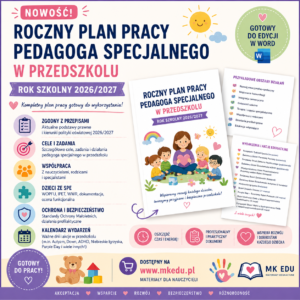 Roczny plan pracy pedagoga specjalnego w przedszkolu 2026/2027