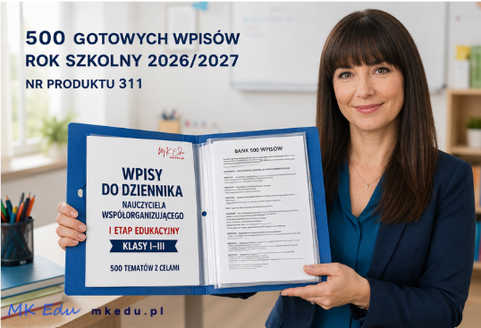 Wpisy do dziennika nauczyciela współorganizującego – I etap edukacyjny