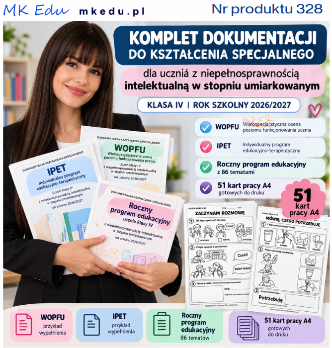 IPET • WOPFU • Program zajęć edukacyjnych • 51 kart pracy dla ucznia z niepełnosprawnością intelektualną umiarkowaną